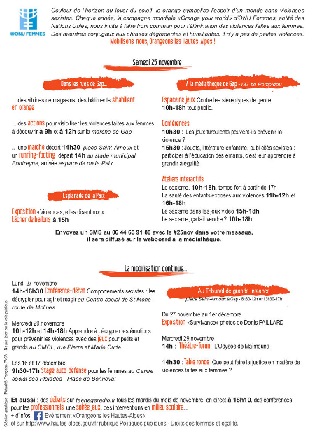 Violences faîtes aux femmes - Survivance - Orangeons les Hautes-Alpes - ONU femmes