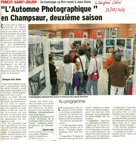 Automne photographique en Champsaur - 2014 - Le Dauphiné Libéré